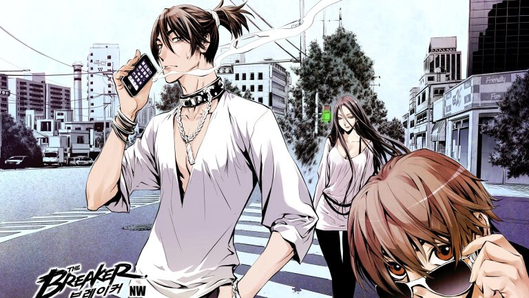 Karakter manhwa The Breaker berjalan di jalanan kota dengan gaya penuh karisma