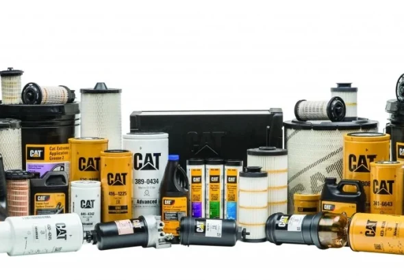spare parts Caterpillar seperti filter, oli, dan komponen mesin alat berat